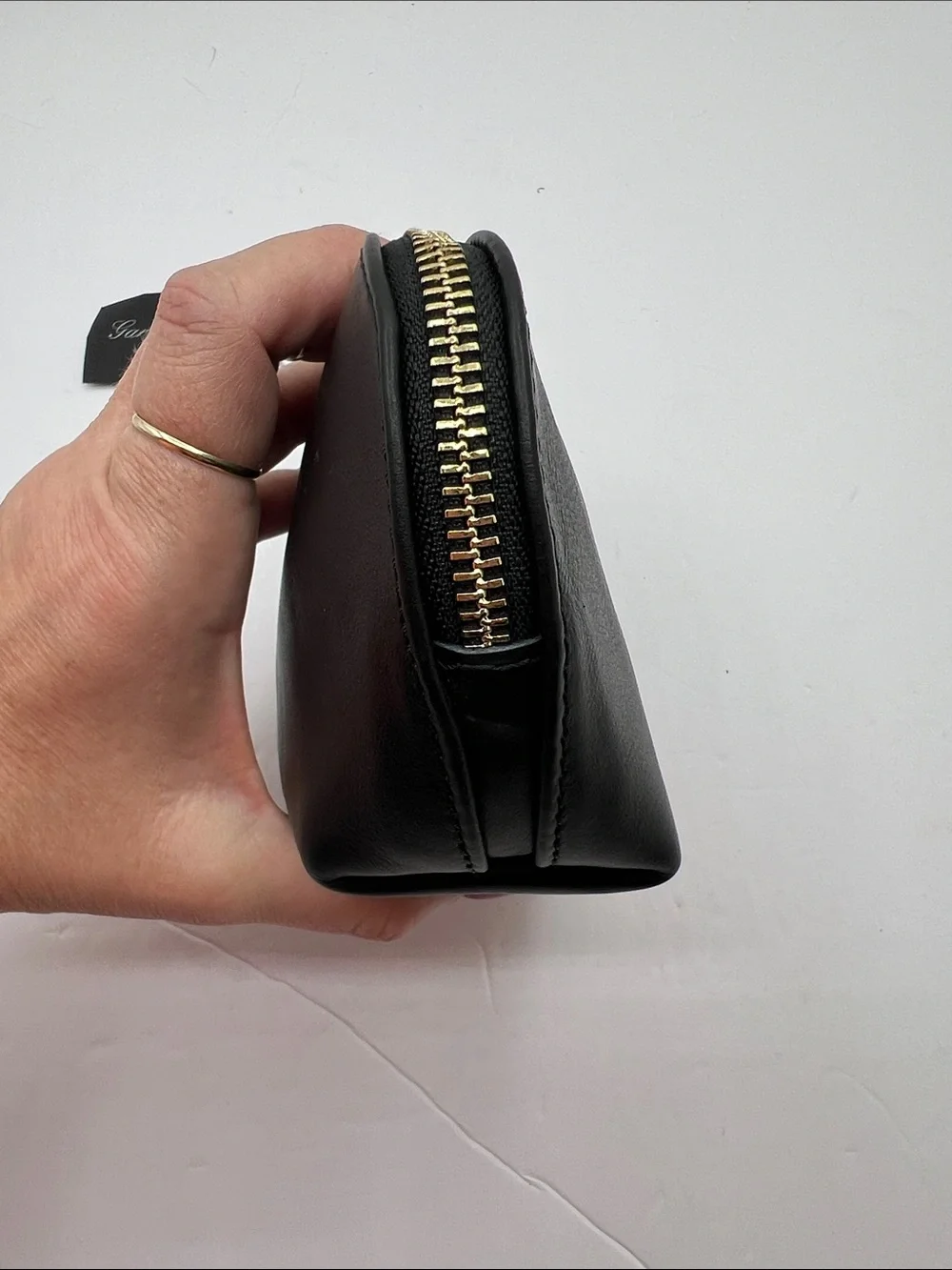 NWT ] Garuglieri Black Leather Cosmetic Case